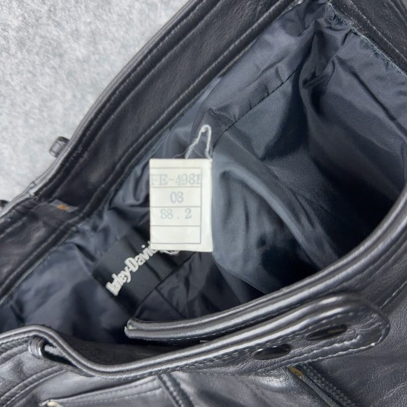 VTG Harley Davidson Leather Pants Womens 16 Black Motorcycle Biker Fringe 80s - Picture 14 of 14